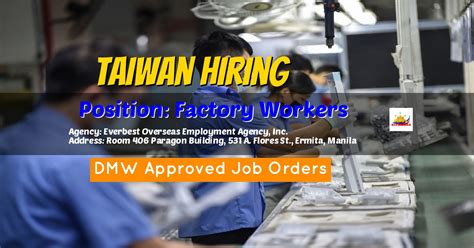 everbest agency|FACTORY WORKER Job Order in Taiwan for .